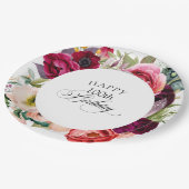 Boho rustieke Waterverf Bloemen 100ste verjaardags Papieren Bordje (Gekanteld)