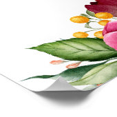 Boho rustieke Waterverf Bloemen 80ste verjaardagsf Poster (Hoek)