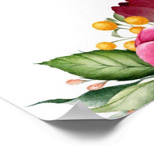 Boho rustieke Waterverf Bloemen 80ste verjaardagsf Poster (Hoek)