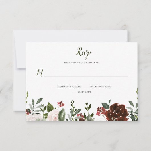Boho rustieke Waterverf Bloemen Bodemrand RSVP Kaartje (Voorkant)