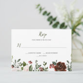 Boho rustieke Waterverf Bloemen Bodemrand RSVP Kaartje (Staand voorkant)