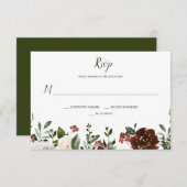 Boho rustieke Waterverf Bloemen Bodemrand RSVP Kaartje (Voorkant / Achterkant)