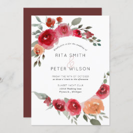 Boho rustieke waterverf bloemen huwelijksuitnodigi kaart