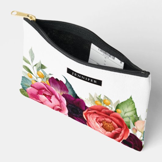 Boho rustieke Waterverf Bloemen met Naam Etui (Open)