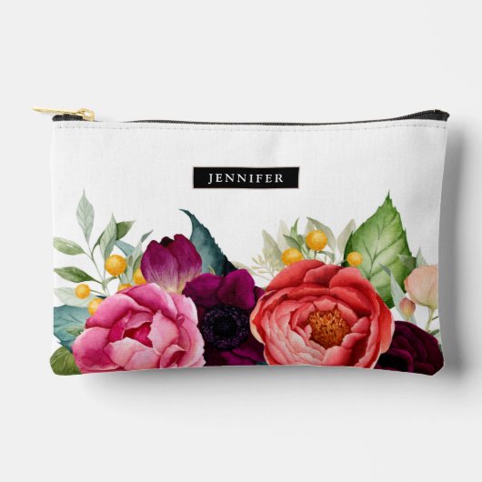 Boho rustieke Waterverf Bloemen met Naam Etui (Voorkant)