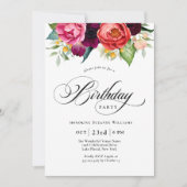 Boho Rustieke Waterverf Bloemen Verjaardagsfeest Kaart (Voorkant)