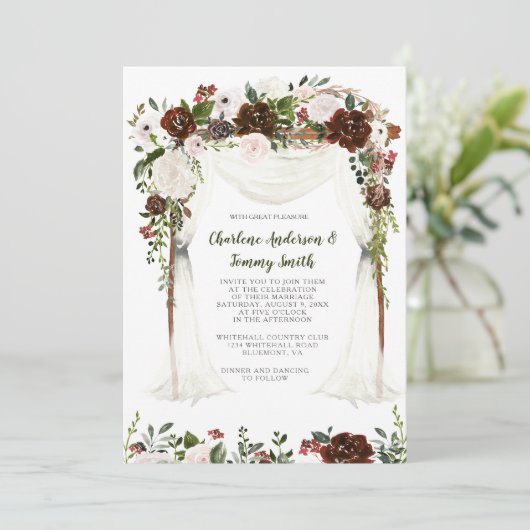 Boho rustieke Waterverf Floral Canopy Kaart (Staand voorkant)