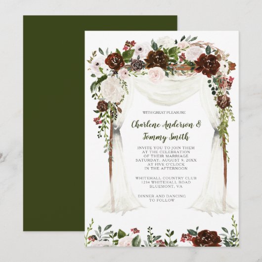 Boho rustieke Waterverf Floral Canopy Kaart (Voorkant / Achterkant)