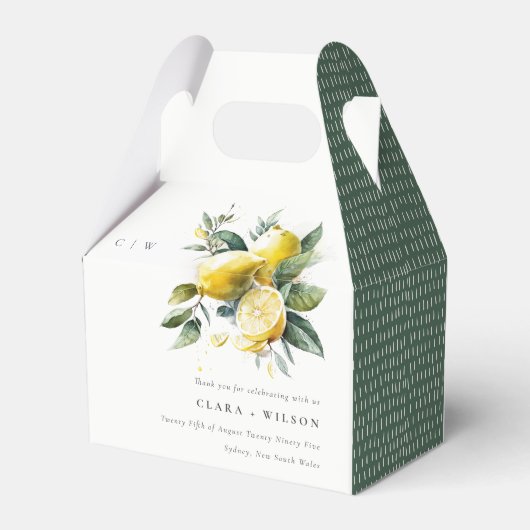 Boho rustieke Waterverf geel citroen tuin bruiloft Bedankdoosjes (Achterkant)