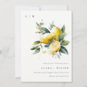 Boho rustieke Waterverf geel citroen tuin bruiloft Bedankkaart (Voorkant)