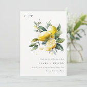 Boho rustieke Waterverf geel citroen tuin bruiloft Bedankkaart (Staand voorkant)