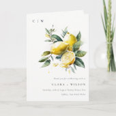 Boho rustieke Waterverf geel citroen tuin bruiloft Bedankkaart (Voorkant)