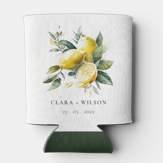 Boho rustieke Waterverf geel citroen tuin bruiloft Blikjeskoeler (Achterkant)