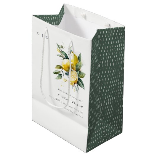 Boho rustieke Waterverf geel citroen tuin bruiloft Medium Cadeauzakje (Voorkant Gekanteld)