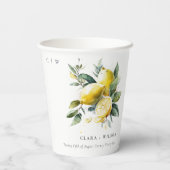 Boho rustieke Waterverf geel citroen tuin bruiloft Papieren Bekers (Achterkant)