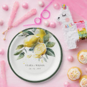 Boho rustieke Waterverf geel citroen tuin bruiloft Papieren Bordje (Feest)