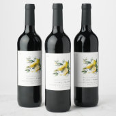 Boho rustieke Waterverf geel citroen tuin bruiloft Wijn Etiket (Flessen)