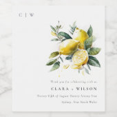 Boho rustieke Waterverf geel citroen tuin bruiloft Wijn Etiket (Enkel label)