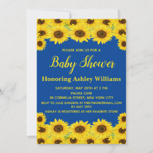 Boho Rustieke Waterverf Zonnebloem Schattige Baby  Kaart
