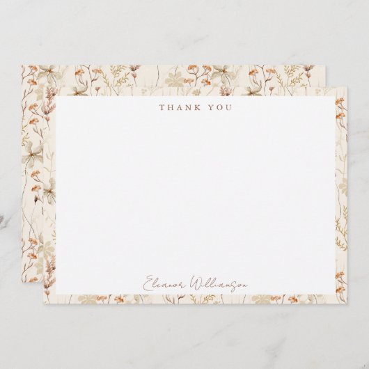 Boho Rustieke Weide Bloemen Bloem Bruiloft Feest Bedankkaart (Voorkant / Achterkant)