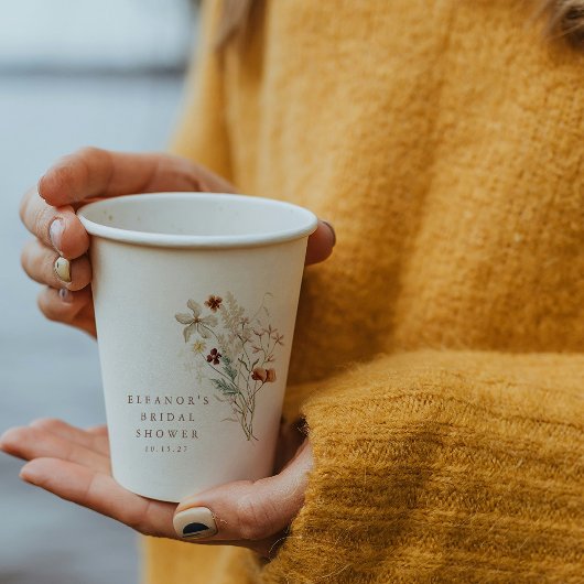 Boho Rustieke Weide Bloemen Bloemrijke Bruidsdouch Papieren Bekers