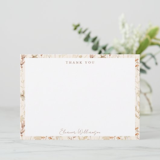 Boho Rustieke Weide Bloemen Bloemstuk Bruiloft Fee Bedankkaart (Staand voorkant)