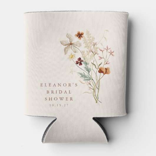 Boho Rustieke Weide Bloemen Bloemstuk Bruiloft Fee Blikjeskoeler (Voorkant)