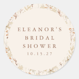 Boho Rustieke Weide Bloemen Bloemstuk Bruiloft Fee Ronde Sticker