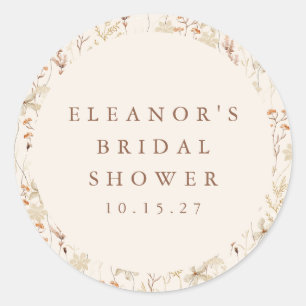 Boho Rustieke Weide Bloemen Bloemstuk Bruiloft Fee Ronde Sticker