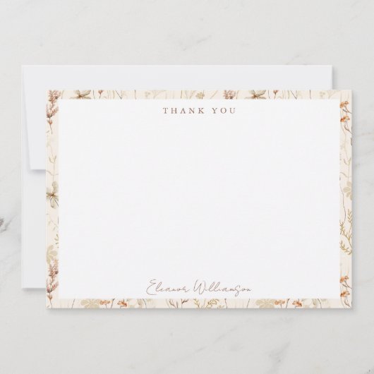 Boho Rustieke Weide Bloemen Bruiloft Feest Bedankkaart (Voorkant)