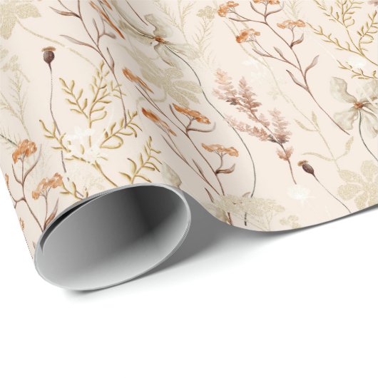 Boho Rustieke Weide Bloemen Bruiloft Feest Cadeaupapier (Rol Hoek)