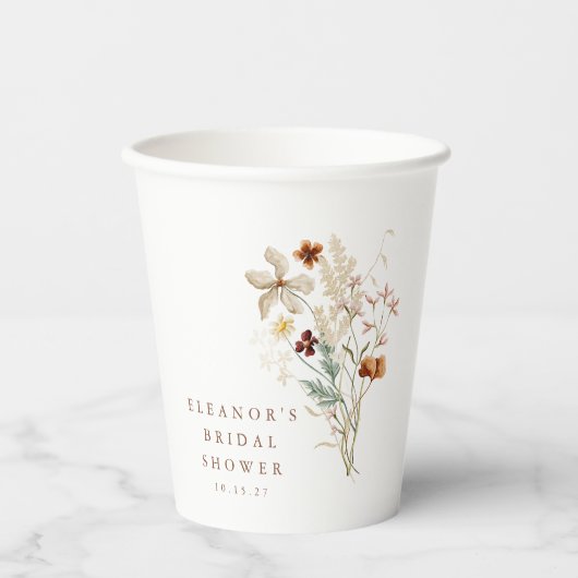 Boho Rustieke Weide Bloemen Bruiloft Feest Papieren Bekers (Voorkant)