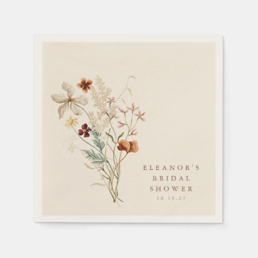 Boho Rustieke Weide Bloemen Bruiloft Feest Servet (Voorkant)