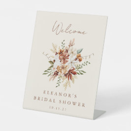 Boho Rustieke Weide Bloemen Bruiloft Feest Verwelk Reclamebord Met Voetstuk