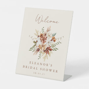 Boho Rustieke Weide Bloemen Bruiloft Feest Verwelk Reclamebord Met Voetstuk