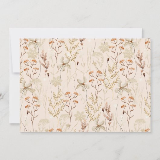 Boho Rustieke Weide Bloemen Bruiloftsfeest Bedankkaart (Achterkant)