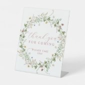 Boho Rustieke Wilde Bloemen Bedankt voor het Komme Reclamebord Met Voetstuk (Voorkant)