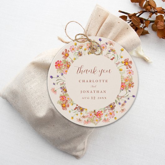 Boho Rustieke Wildflower Bloemen bruiloft Dank u Bedankjes Labels