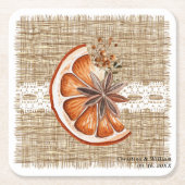 Boho rustieke winter vakantie botanische bruiloft kartonnen onderzetters (Voorkant)