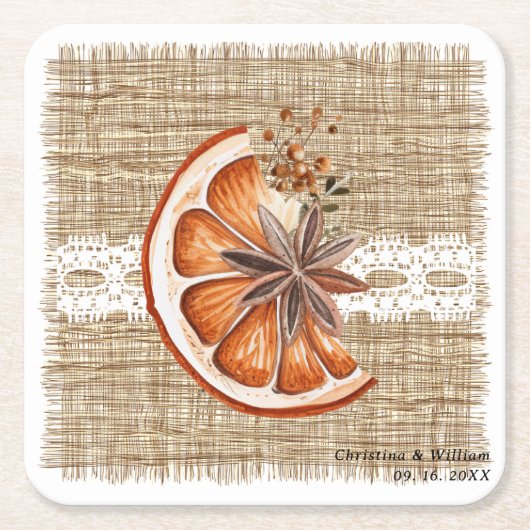 Boho rustieke winter vakantie botanische bruiloft kartonnen onderzetters (Voorkant)