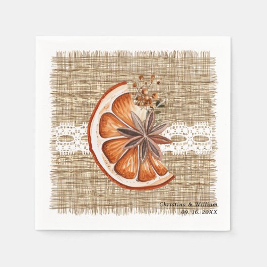 Boho rustieke winter vakantie botanische bruiloft servet (Voorkant)