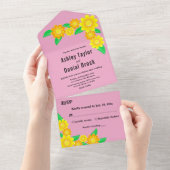 Boho rustieke zonnebloem blozen zomer bloemenbruil all in one uitnodiging (Afscheurbaar)