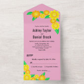 Boho rustieke zonnebloem blozen zomer bloemenbruil all in one uitnodiging (Binnen)