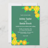 Boho rustieke zonnebloem groene lente bloemenbruil kaart (Voorkant)