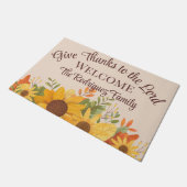 Boho Rustieke Zonnebloemen Psalm 136:3 Thanksgivin Deurmat (Schuin)