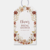 Boho Rustisch Bloemendesign Burgundy Bruiloftsfees Cadeaulabel (Voorkant)