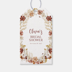 Boho Rustisch Bloemendesign Burgundy Bruiloftsfees Cadeaulabel