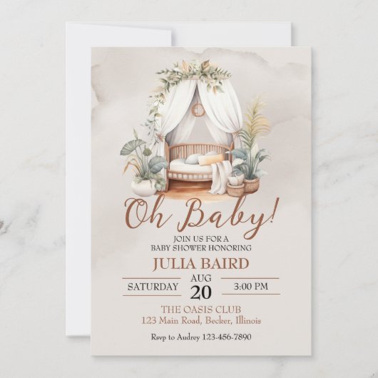 Boho Rustische Baby Crib Shower Kaart (Voorkant)