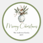 Boho Rustische Kerstboeket Aardse Sticker (Voorkant)