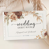 Boho Rusty Terracotta Floral Wedding Guest Book Gastenboek